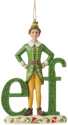 Jim Shore 6015728N Buddy Standing on Elf Word Ornament