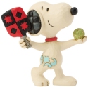 Jim Shore Peanuts 6017873N Mini Snoopy Playing Pickleball Figurine