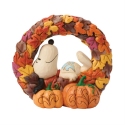 Jim Shore Peanuts 6018512N Snoopy on Fall Wreath Figurine