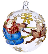 Kubla Crafts Cloisonne KUB 0 1303G Santa Sleigh Cloisonne Glass Ball Ornament