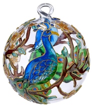 Kubla Crafts Cloisonne KUB 0 1303O Peacock Cloisonne Glass Ball Ornament