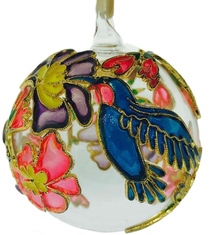 Kubla Crafts Cloisonne KUB 0 1303T Hummingbird Cloisonne Glass Ball Ornament