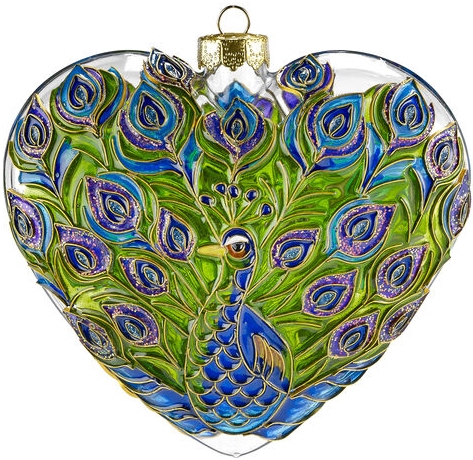 Kubla Crafts Cloisonne KUB 0 1307A Peacock Cloisonne Glass Ornament