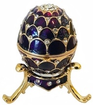 Kubla Crafts Bejeweled Enamel KUB 0 3118 Purple Egg with stand