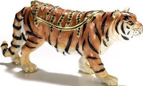 Kubla Crafts Bejeweled Enamel KUB 0 3382 Tiger Box