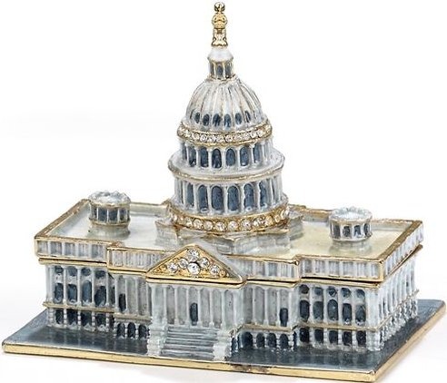 Kubla Crafts Bejeweled Enamel KUB 0 3789 Capitol Building Box