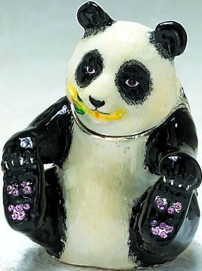 Kubla Crafts Bejeweled Enamel KUB 0 3807 Panda Bear Box