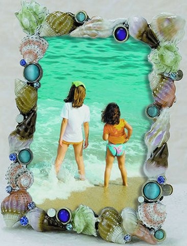 Kubla Crafts Bejeweled Enamel KUB 0 4156 Jeweled Shell Photo Frame