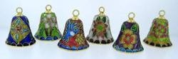 Kubla Crafts Cloisonne KUB 0 4223 Cloisonne Mini Bell Ornament Set of 6