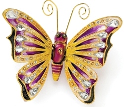 Kubla Crafts Cloisonne KUB 0 4787PU Bejeweled Butterfly Ornament