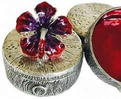 Kubla Crafts Bejeweled Enamel KUB 00 3063 Mini Box Hibiscus