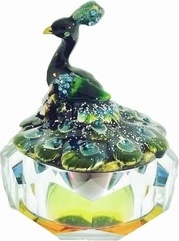 Kubla Crafts Bejeweled Enamel KUB 00 3132 Peacock Glass Box
