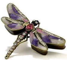 Kubla Crafts Bejeweled Enamel KUB 00 3749PU Purple Dragonfly Box