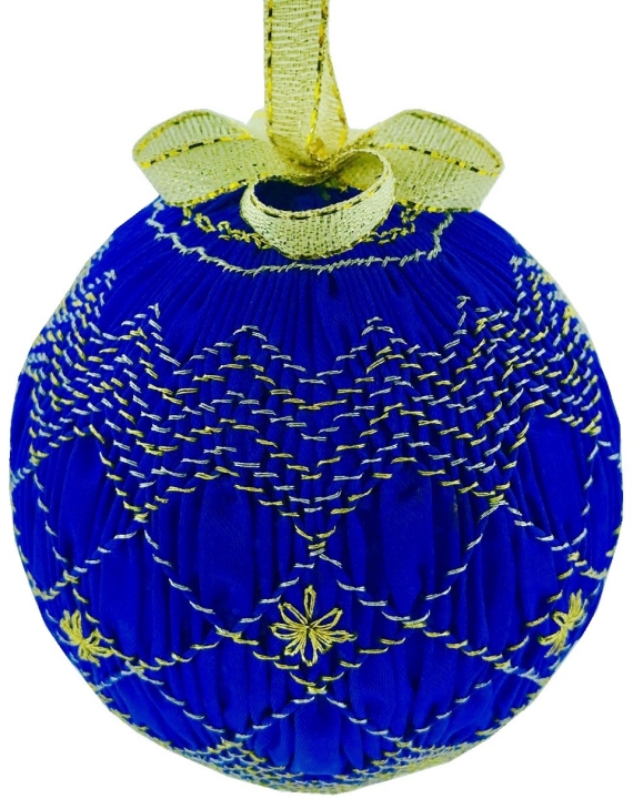 Kubla Crafts Cloisonne 0115B Smocked Ornament Blue