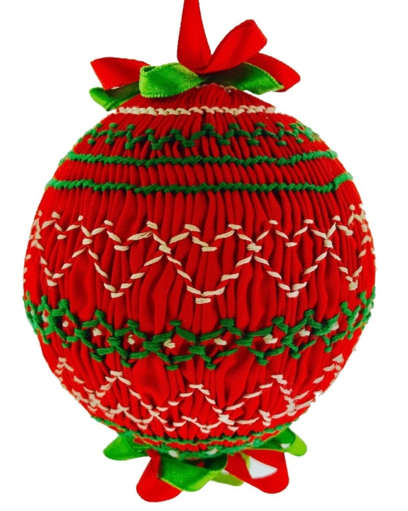 Kubla Crafts Cloisonne 0115R Smocked Ornament Red
