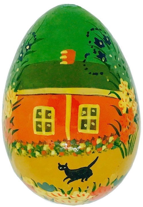Kubla Crafts Capiz 0325M Hand Painted Wooden Egg