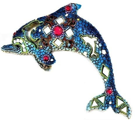 Kubla Crafts Capiz 0332- Mosaic Dolphin Wall Decor