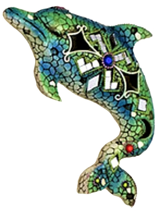 Kubla Crafts Capiz 0338- Mosaic Dolphin Wall Decor