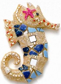 Kubla Crafts Capiz 0352L Mosaic Seahorse Magnet Set of 6