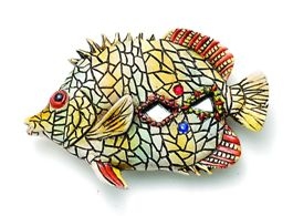 Kubla Crafts Capiz 0360E Mosaic Fish Magnet Set of 6