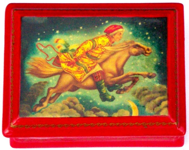 Kubla Crafts Capiz 0421-N Pony Rider Lacquer Box