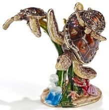 Kubla Crafts Bejeweled Enamel KUB 1 3187 Sea Turtle Box