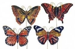 Kubla Crafts Cloisonne KUB 1 4372P Cloisonne Butterflies Pick Set of 4