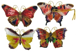 Kubla Crafts Cloisonne KUB 1 4373 Cloisonne Butterflies Ornament Set of 4