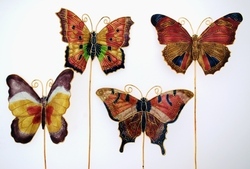 Kubla Crafts Cloisonne KUB 1 4373P Cloisonne Butterflies Pick Set of 4