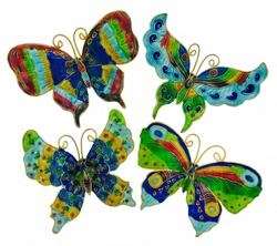 Kubla Crafts Cloisonne KUB 1 4394 Cloisonne Butterflies Ornament Set of 4