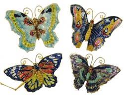 Kubla Crafts Cloisonne KUB 1 4397 Cloisonne Butterflies Ornament Set of 4