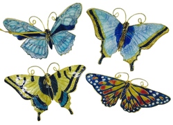 Kubla Crafts Cloisonne KUB 1 4401 Cloisonne Butterfly Ornament Set of 4