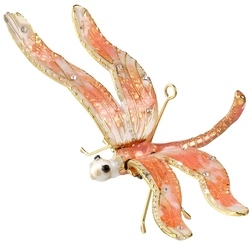 Kubla Crafts Cloisonne KUB 1 4791PK Bejeweled Pink Dragonfly Ornament