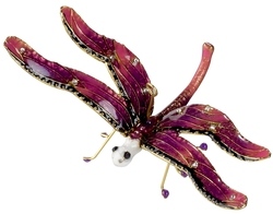 Kubla Crafts Cloisonne KUB 1 4791PP Bejeweled Purple Pink Dragonfly Ornament