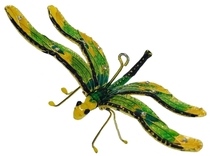 Kubla Crafts Cloisonne 4791TY Bejeweled Turquoise Yellow Dragonfly Ornament