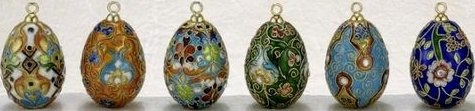 Kubla Crafts Cloisonne KUB 1 4963 Gem Egg Ornament Set of 6