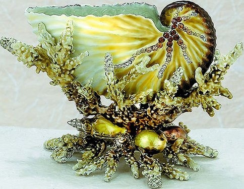 Kubla Crafts Bejeweled Enamel KUB 1 5426 Nautilus Shell Sculpture