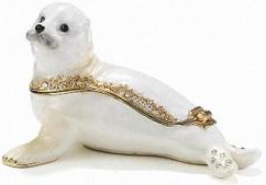 Kubla Crafts Bejeweled Enamel KUB 10 3403 Seal Baby Box