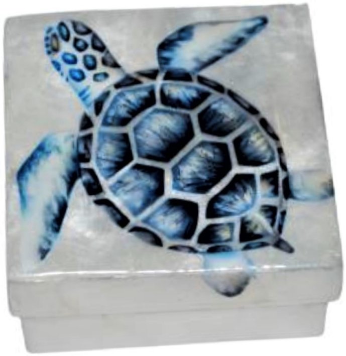 Kubla Crafts Capiz 1047 Sea Turtle Capiz Box