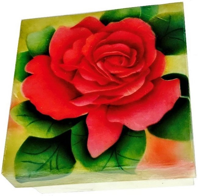 Kubla Crafts Capiz 1131RN Red Rose Capiz Box