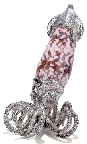 Kubla Crafts Bejeweled Enamel KUB 1164 Large Squid Shell Sculpture