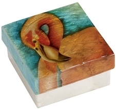 Kubla Crafts Capiz KUB 1219 Flamingo Capiz Shell Box