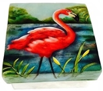 Kubla Crafts Capiz KUB 1236B Flamingo Capiz Box
