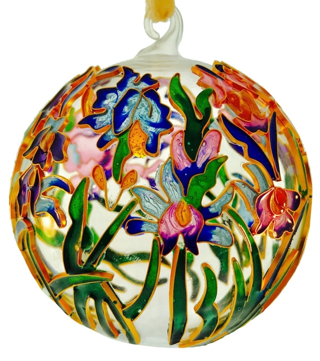 Kubla Crafts Cloisonne 1300S Iris Cloisonne Glass Ball Ornament