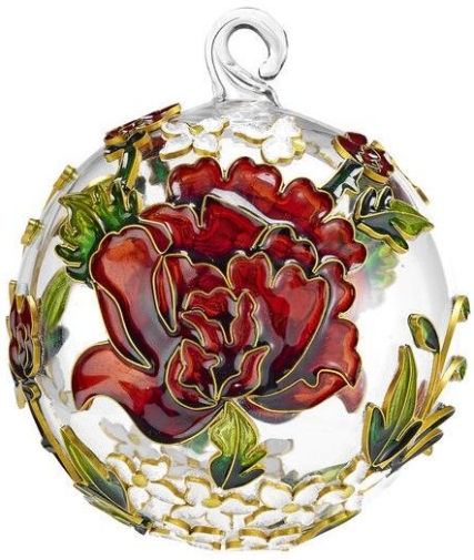 Special Sale SALE1303Y Kubla Crafts Cloisonne 1303Y Roses Cloisonne Glass Ball Ornament Set of 2