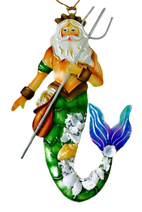 Kubla Crafts Capiz 1315P King Neptune with Shell Ornament