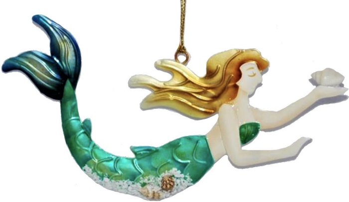 Kubla Crafts Capiz 1315T Mermaid With Shell Ornament