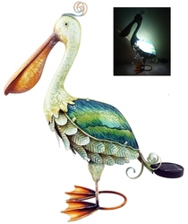 Kubla Crafts Capiz 1330 Pelican Fused Glass with Solar Light