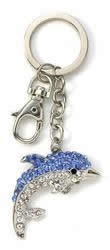 Kubla Crafts Bejeweled Enamel KUB 1412 Dolphin Key Ring