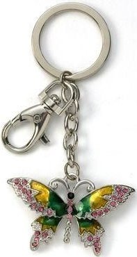 Kubla Crafts Bejeweled Enamel KUB 1431 Green Butterfly Key Ring